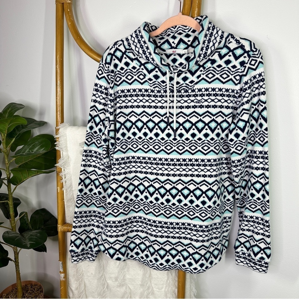 Vineyard Vines Navy Patterned Long Sleeve Pullover Sweater sz S
